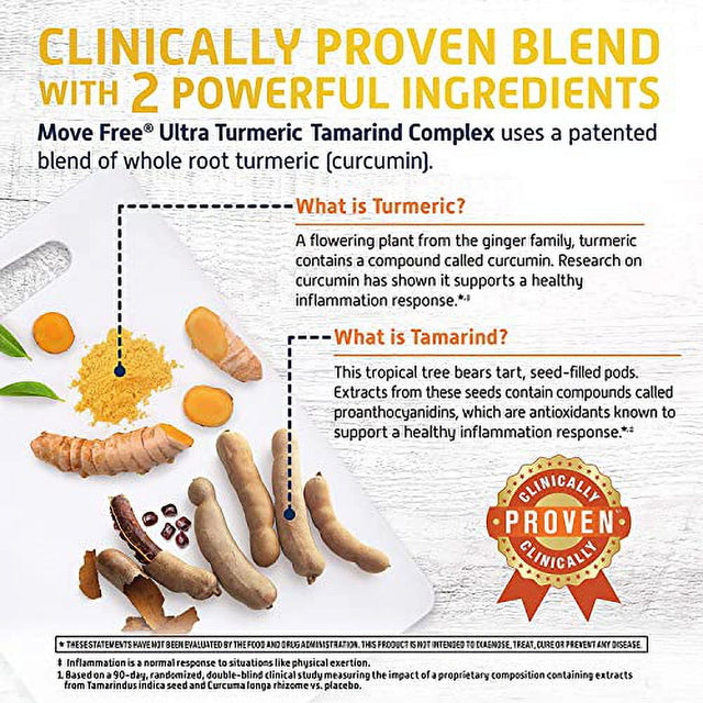 Turmeric & Tamarind - Move Free Ultra Joint Support Tablets for Clinically Proven 30 Count ( Pack of 2)