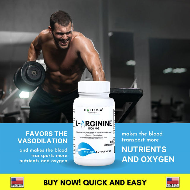 L-ARGININE , Extra Strength Nitric Oxide & Circulation Boost - Muscle Recovery -60 Capsule ( 2 Pack )