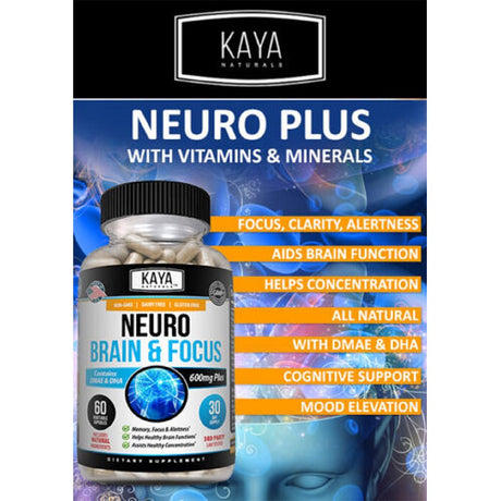 Kaya Naturals (2 Pack) Neuro Brain & Focus, Memory, Function, Clarity Nootropic Supplement