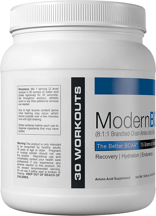 Modern BCAA+ Original Branched Chain Amino Acid Powder Grape | Sugar Free Post Workout Muscle Recovery & Hydration Drink with 15G Amino Acids and 8:1:1 BCAA Ratio for Men & Women | 30 Servings