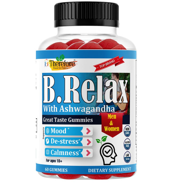 B. Relax Ashwagandha Gummies for Women and Men, Supports Sleep, Heightened Concentration, Mood, Energy, Relaxation with Ashwagandha Root Extract, Low Sugar, Delicious Fruity Flavored- 60 Gummies