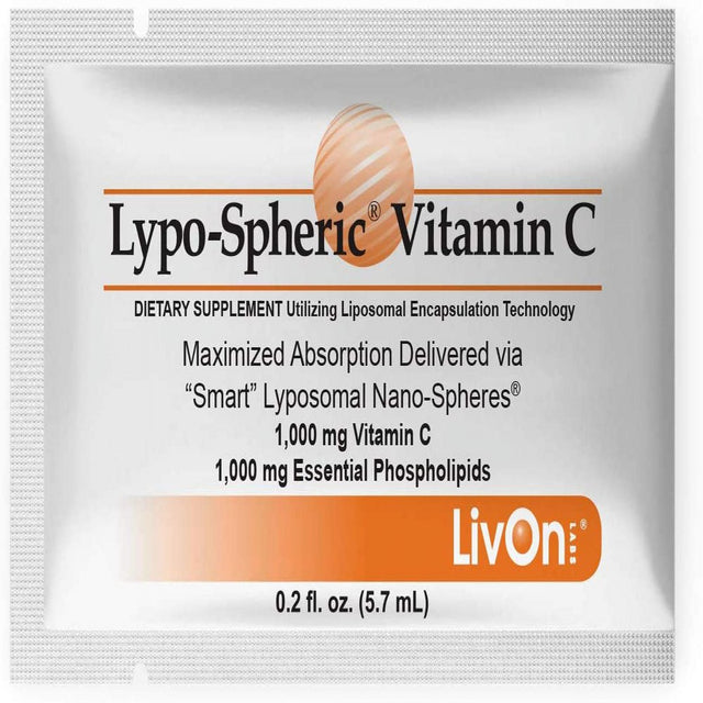 Lypo–Spheric Vitamin C – 2 Cartons (60 Packets) – 1,000 Mg Vitamin C & 1,000 Mg Essential Phospholipids per Packet – Liposome Encapsulated for Improved Absorption – 100% Non–Gmo