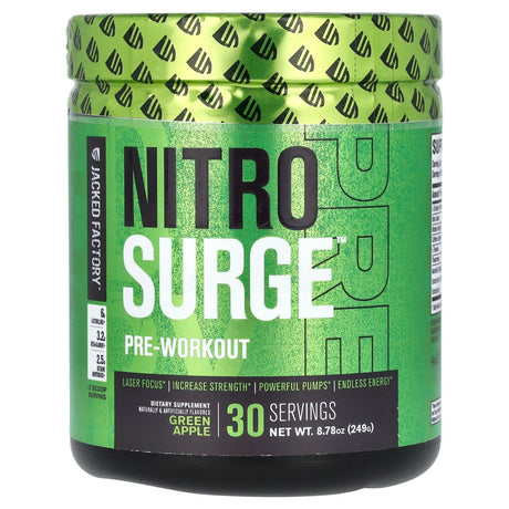 Jacked Factory Nitro Surge, Pre-Workout, Green Apple, 8.78 Oz (249 G)