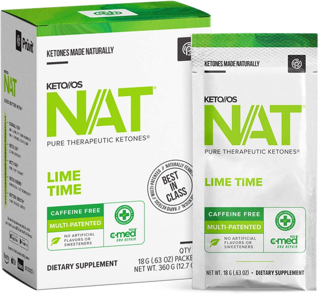 PRÜVIT Keto//Os NAT® Lime Time Keto Supplements – Caffeine Free - Exogenous Ketones - BHB Salts Ketogenic Supplement for Workout Energy Boost for Men and Women (20 Count)