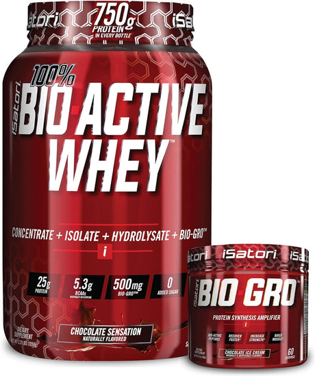 Isatori Bio-Gro Chocolate Ice Cream (60 Servings) & Bio-Active Whey Protein Powder Chocolate Sensation (30 Servings)