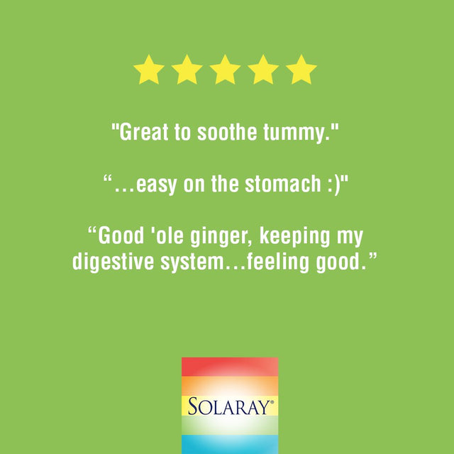 Solaray Ginger Root 1100Mg | Healthy Digestion, Joints and Motion & Stomach Discomfort Support | Whole Root | Non-Gmo & Vegan | 180 Vegcaps