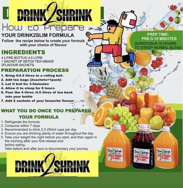 4 Week Drink2Shrink Detox Formula Start Losing That Stubborn Belly Fat! (Pineapple)