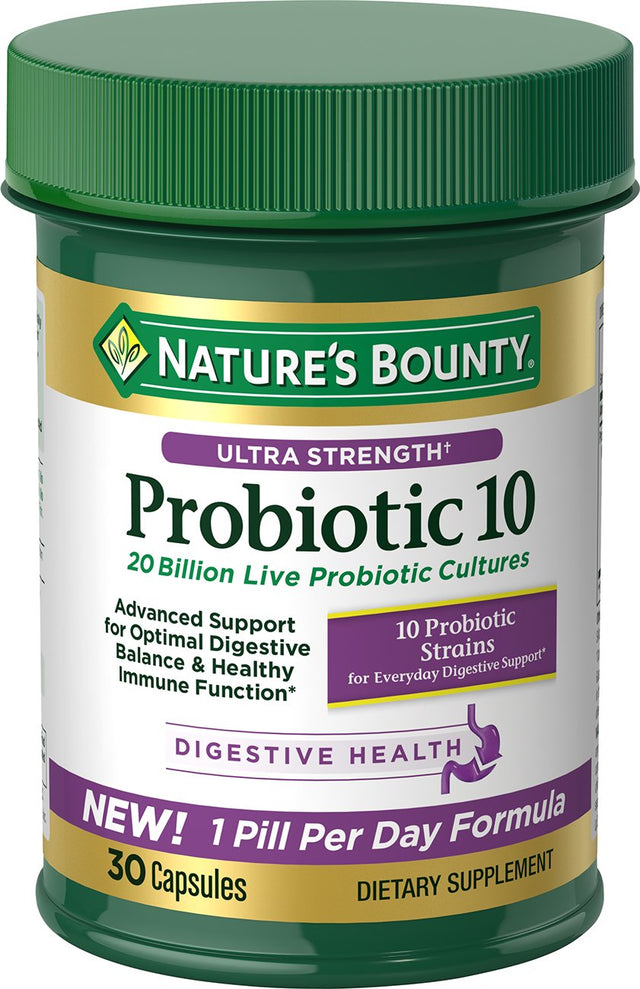 Nature'S Bounty Ultra Strength Probiotic 10, Digestive Health and Immune Support Capsules, 30 Ct