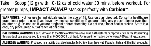 ALLMAX IMPACT PUMP, Blue Raspberry - 360 G - Stim-Free Pre-Workout Formula - Boosts Pumps & Mind-Muscle Connection - with Citrulline Malate & Lion’S Mane - up to 30 Servings