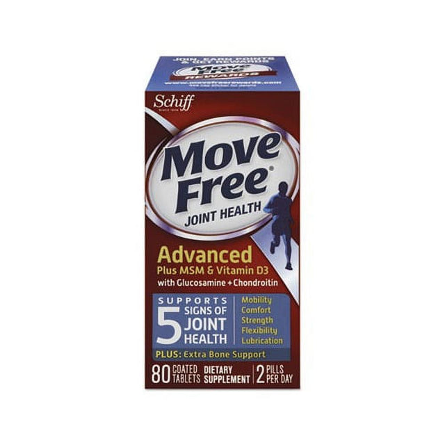 Move Free Advanced plus MSM & Vitamin D3 Joint Health Tablet 80 Count, 12/Ctn