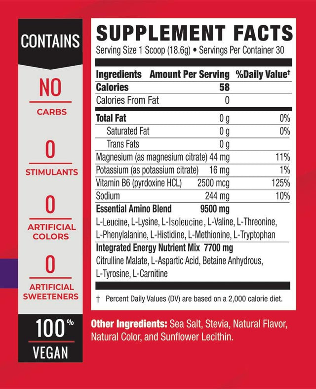 Amino Matrix, Performance Essential Aminos and Recovery Fuel, Intra Workout, Vegan, Informed Sport Certified, Zero Carbs, Zero Stimulants, Naturally Flavored (Grape)