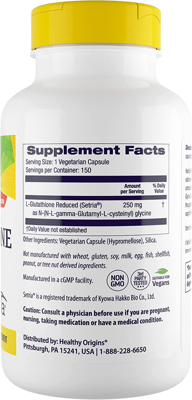 Healthy Origins L-Glutathione Natural Multi Vitamins, 250 Mg Reduced, 150 Count