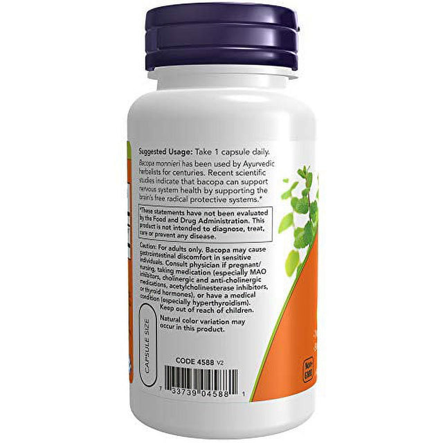 NOW Supplements, Bacopa Extract (Bacopa Monnieri) 450 Mg, Promotes Brain Health*, 90 Veg Capsules