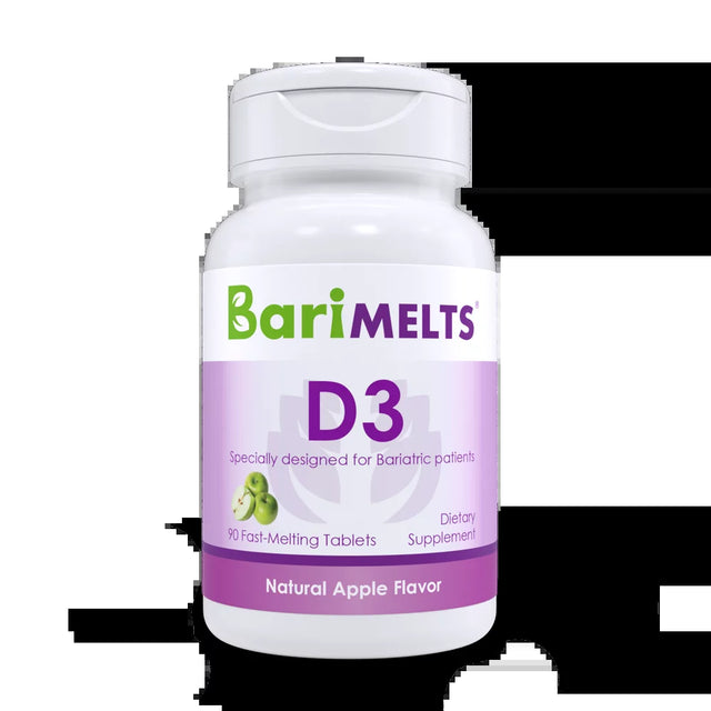 Barimelts Bariatric Vitamin D3 for Immune Support, 90 Fast-Melting Tablets, Post Weight Loss Surgery Patients, Apple Flavored Dietary Supplements