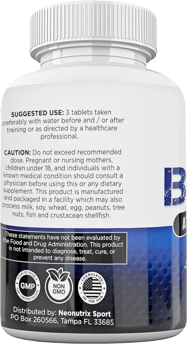 BCAA 2:1:1 Branched Chain Amino Acids Capsules for Muscle Recovery, Energy & Endurance – Vegan Pre & Post Workout Supplement with L-Leucine, L-Isoleucine & L-Valine 120 Tablets by Neonutrix Sports