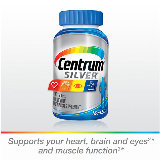 Centrum Silver Multivitamins for Men over 50, Multivitamin/Multimineral Supplement with Vitamin D3, B Vitamins and Zinc - 250 Count