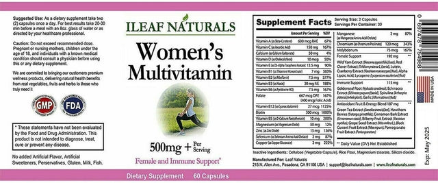 Ileaf Naturals Multi-Vitamin for Women with Calcium - 60 Veggie Capsules