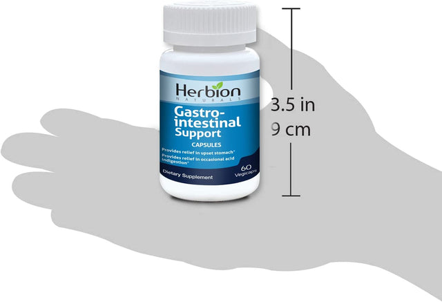 Herbion Naturals Gastro-Intestinal Support Herbal Blend for Upset Stomach Relief, Gastrointestinal Health and Function, Occasional Acid Indigestion, Healthy Intestinal Flora, 60 Vegicaps