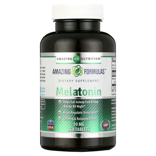 Amazing Formulas Melatonin for Relaxation and Sleep, 10 Mg, 360 Tablets - Natural Sleep Aid Supplement Promotes Calming and Relaxing Effect Suitable for Vegetarian