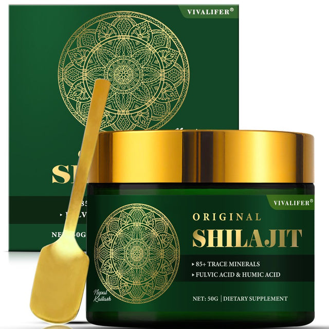 500Mg Himalayan Shilajit Resin Supplement, 85+ Trace Minerals Complex for Brain Booster & Energy, Immune Support, Overall Health - 50G (2-3 Month Supply)