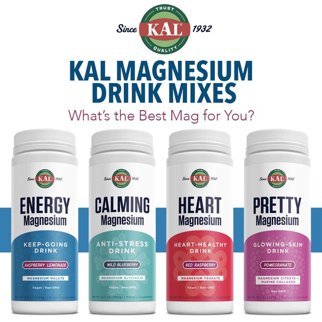 KAL Energy Magnesium Keep-Going Drink | Magnesium Malate 325Mg | Healthy Metabolism & Stamina Support | 14.3Oz, 90 Serv.