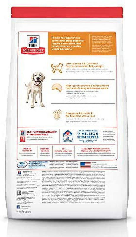 Hill'S Science Diet Dry Dog Food, Adult, Large Breed, Light, Chicken Meal & Barley Recipe for Healthy Weight & Weight Management, 30 Lb. Bag