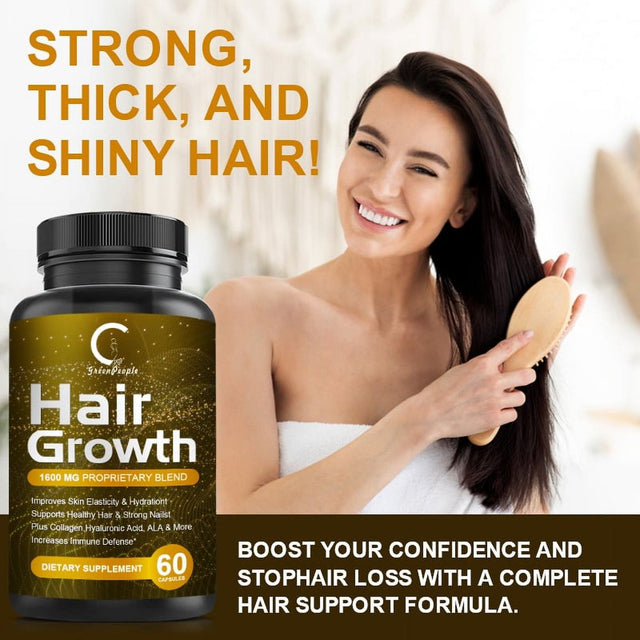 Women Hair Growth Supplement by GPGP Greenpeople, for Thicker, Stronger Hair - 60 Capsules Total - 1 Month Supply