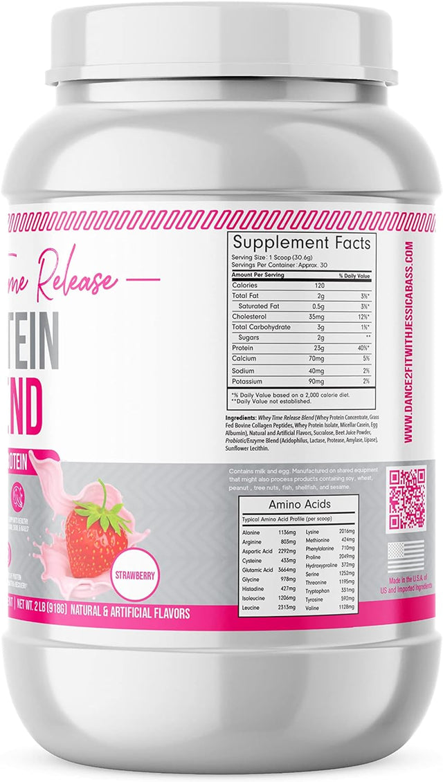 D2Fit (By Jessica Bass Women'S Time Release Protein Blend, 4 Sources of Protein, Net Wt. 2 Lb. Strawberry (918G) Dietary Supplement Servings per Container: Approx. 30