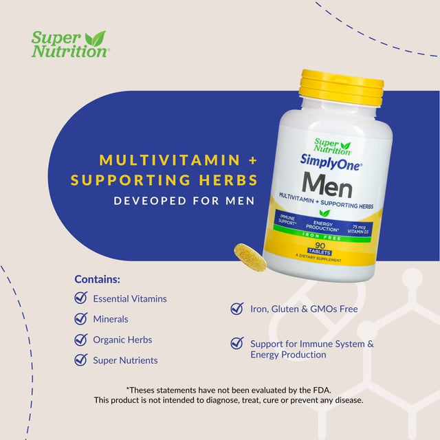 Men’S Multivitamin by Super Nutrition - Vitamin & Mineral Blend with Supporting Herbs & Whole Foods - Energy & Immune Support - Gluten Free, Non-Gmo - 30 Chewable Tablets - Wild Berry