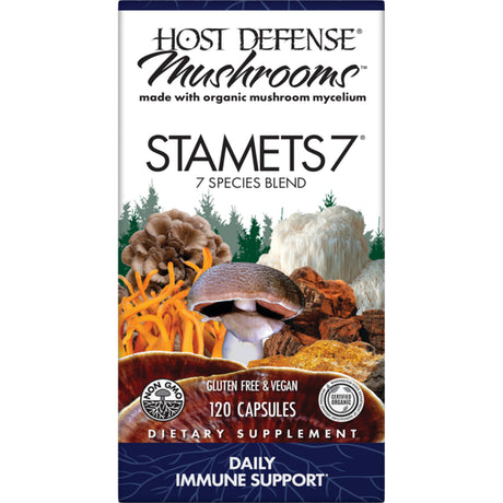 Stamets 7- Daily Immune Support with Organic Mushroom Blend (120 Vegetarian Capsules)