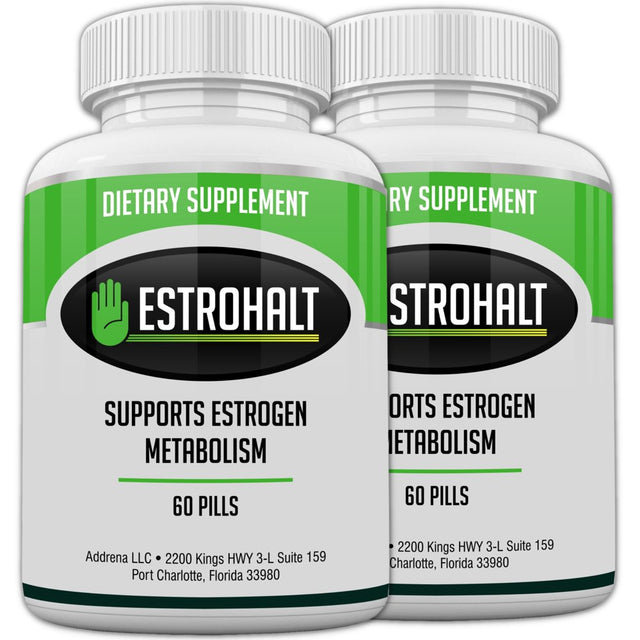 Estrohalt 2 Pack 120 Pills- DIM Supplement (Diindolylmethane) & Indole-3-Carbinol- Best Estrogen-Blocker for Women & Men