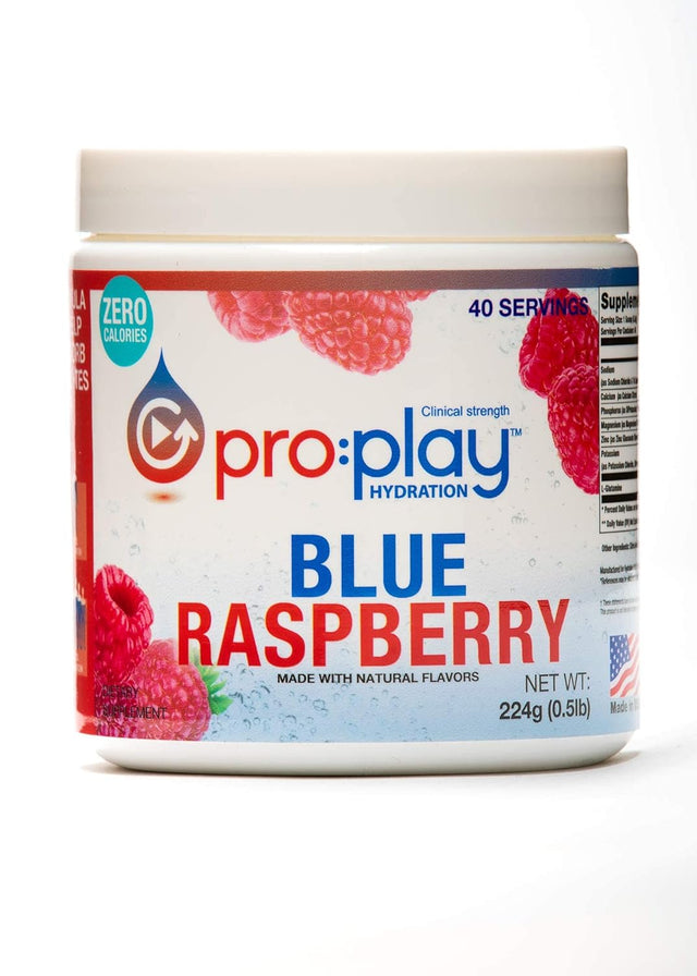 Pro:Play Electrolyte Hydration Drink with Magnesium, Sugar Free, 40 Serving Tub, Blue Raspberry