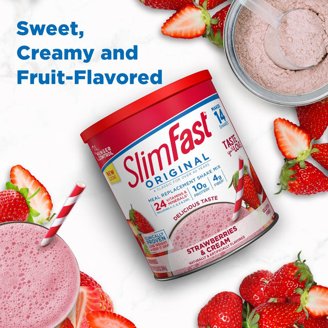 Slimfast Original Meal Replacement Shake Mix Powder, Strawberries & Cream, 12.83Oz, 14 Servings