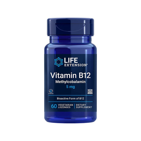 Life Extension Vitamin B12 Methylcobalamin 5 Mg - Support Healthy Homocysteine Levels, Brain Health & Cognition - 60 Vegetarian Lozenges