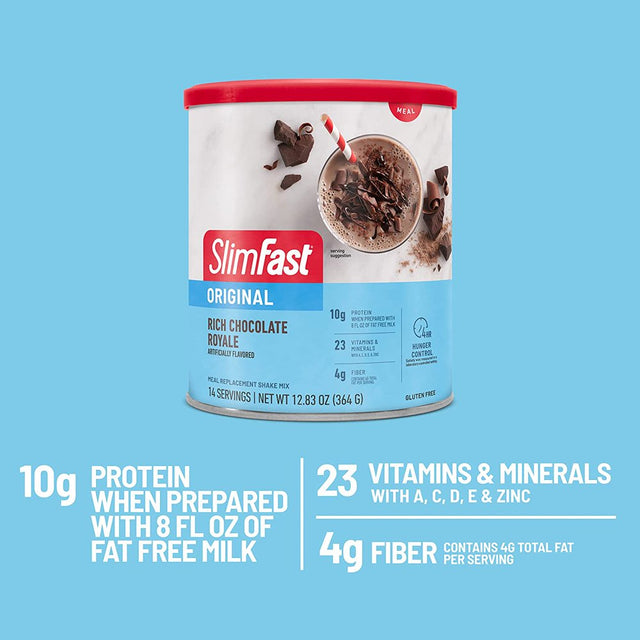 Slimfast Original Meal Replacement Shake Mix, Rich Chocolate Royale, 12.83 Oz.