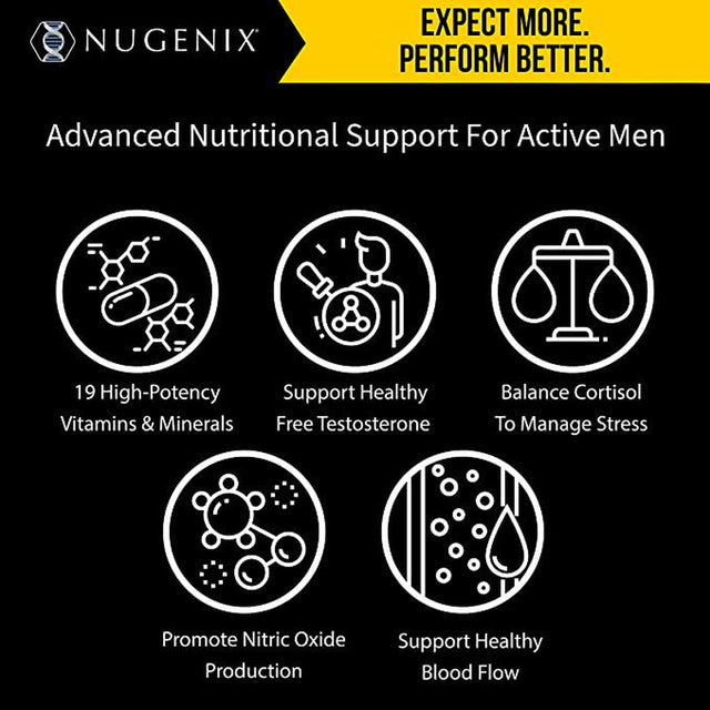 Nugenix Men'S Daily Testosterone Multivitamin Supplement, 22 Vitamins & Minerals, 60 Ct