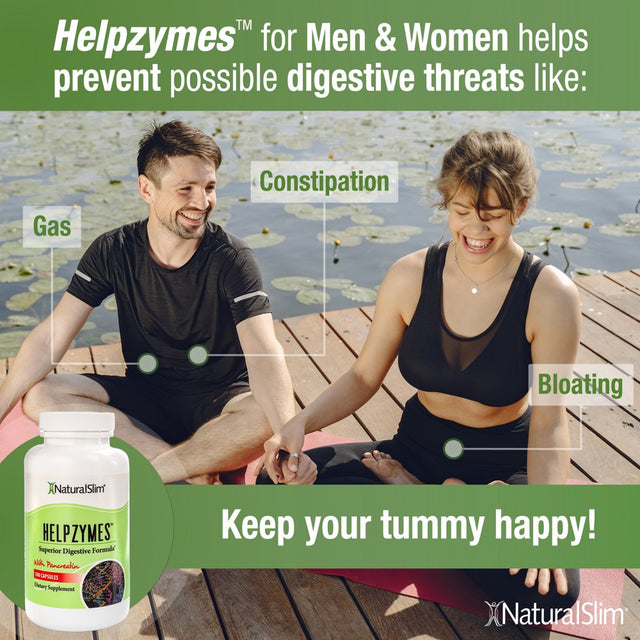 Naturalslim Helpzymes® W/ HLC Acid & Pancreatin - Digestive Enzymes 100 Capsules