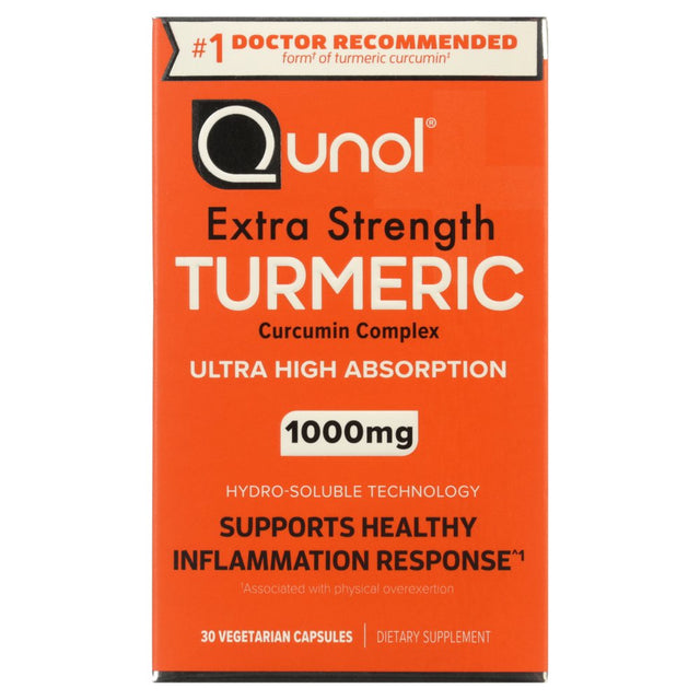 Qunol Turmeric Curcumin Capsules, 1000Mg, Ultra High Absorption, Joint Support Supplement, 30 Count