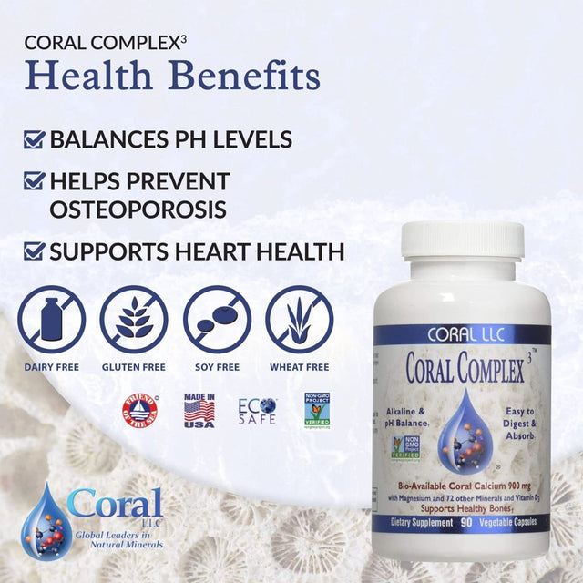 Coral Calcium - Coral Complex 3 900 Milligrams of Bio-Available Coral Calcium with 1200 Iu'S of Vitamin D3 (180 Capsules)