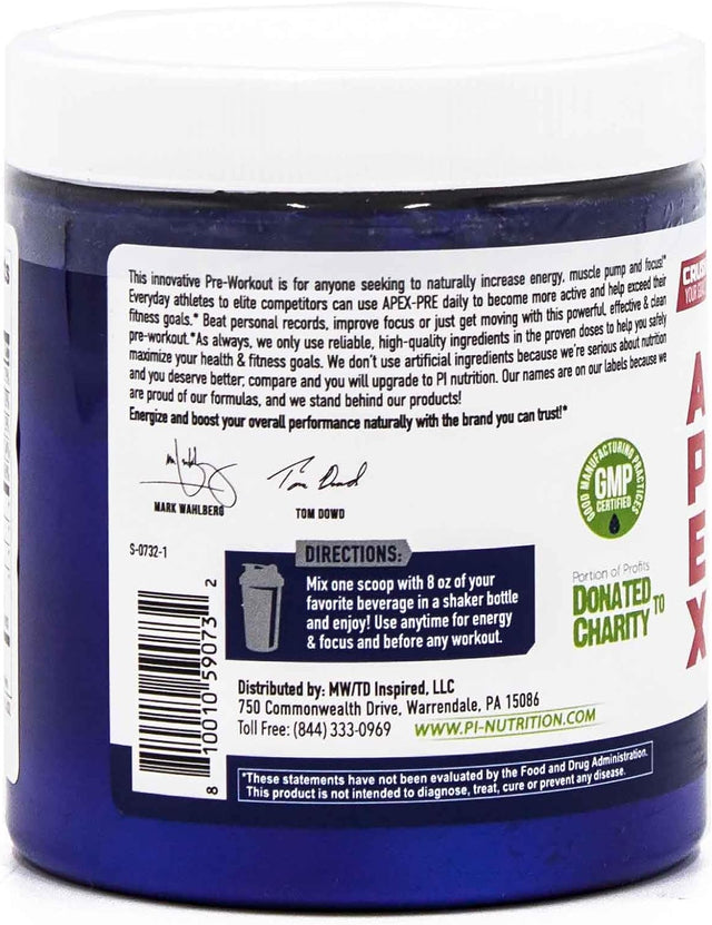 PERFORMANCE INSPIRED Nutrition - APEX Pre Workout Powder - Increase Energy & Endurance - Caffeine - Beta Alanine - All Natural - Vegan Formula - Strawberry Kiwi