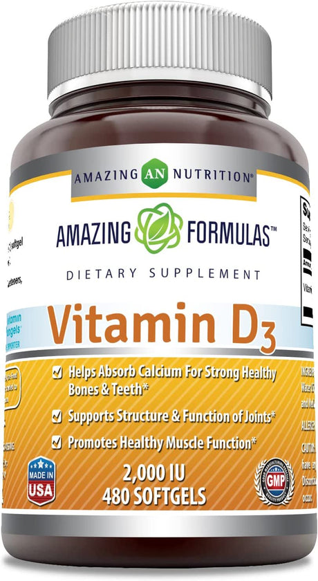 Amazing Formulas Vitamin D3 2000 IU, 480 Softgels