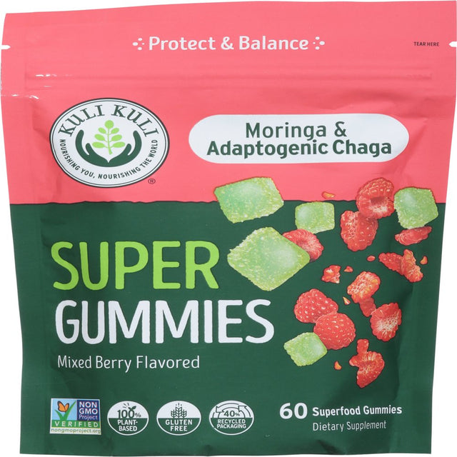 Kuli Kuli - Super Gummies Moringa & Adaptogenic Chaga Berry - 60 Gummies