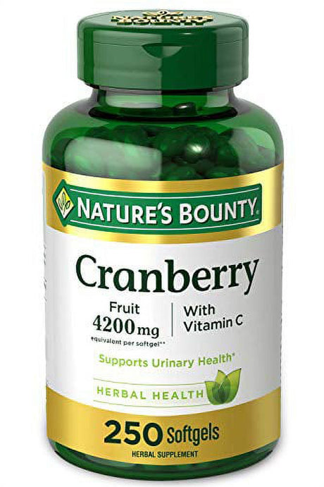 Cranberry Pills W/ Vitamin C by Nature'S Bounty, Supports Urinary & Immune Health, 4200Mg Cranberry Supplement, 250 Softgels