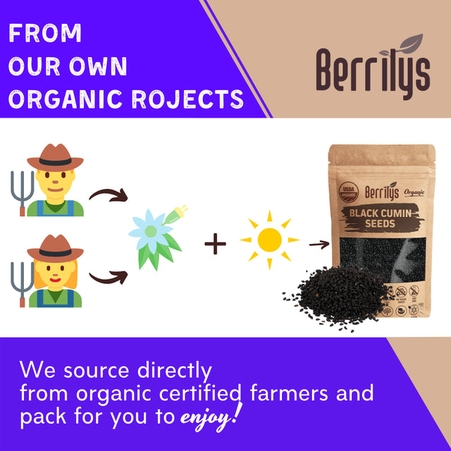 Berrilys, Organic Black Seeds, 16Oz, Also Known as Nigella Sativa, Kalonji & Black Cumin Seeds, Herbs, Spices