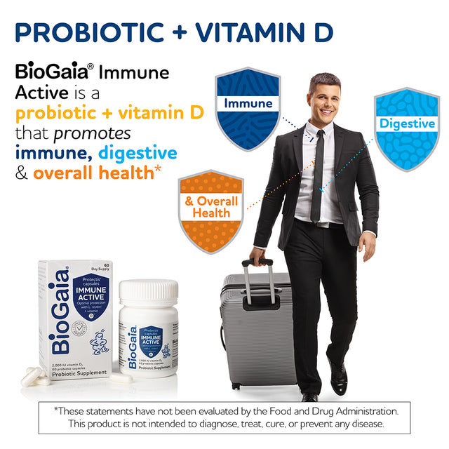 ​​Biogaia Protectis Immune Active Probiotic | Clinically Proven Probiotic + Vitamin D | Supports Immune, Digestive and Overall Health | Probiotics for Men & Women | Capsules | 60 Day Supply