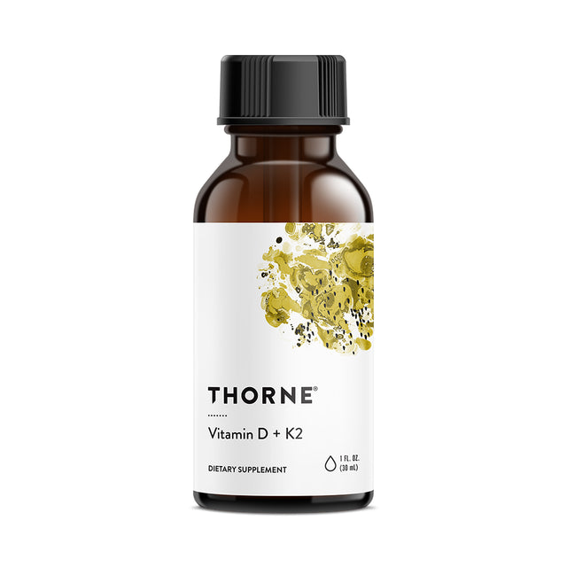 Thorne, Vitamin D + K2 Liquid with a Metered Dispenser, Vitamins D3 and K2 to Support Healthy Bones and Muscles*, 1 Fl Oz (30 Ml), 600 Servings