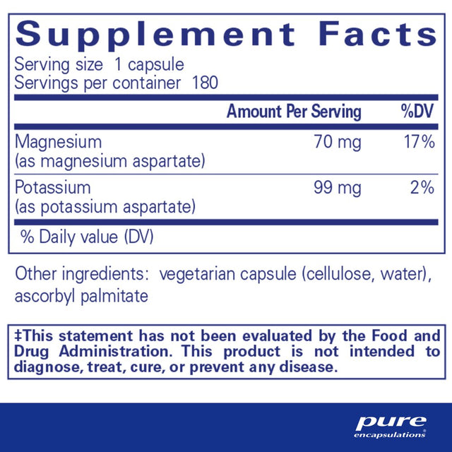 Pure Encapsulations Potassium Magnesium (Aspartate) | Supplement to Support Heart, Muscular, Bone, and Nerve Health* | 180 Capsules