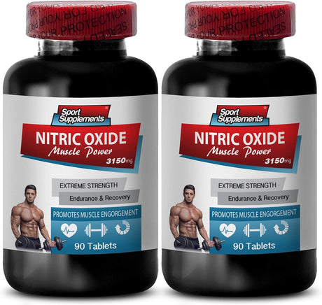 Nitric Oxide and Creatine - Nitric Oxide Muscle Power 3150Mg - Endurance Booster, Nitric Oxide Supplement with L Arginine and L Citrulline, Muscle Building Supplements for Men, 2 Bot 180 Tablets