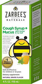 Zarbee'S Children'S Cough Syrup + Mucus with Dark Honey, Vitamin C, Zinc & Ivy Leaf Extract, Drug & Alcohol-Free, Grape Flavor, 4Fl Oz