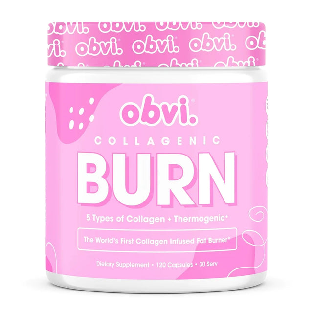 Obvi Collagenic Burn for Weight Loss, Collagen Peptides Infused Thermogenic Fat Burner, 120 Capsules